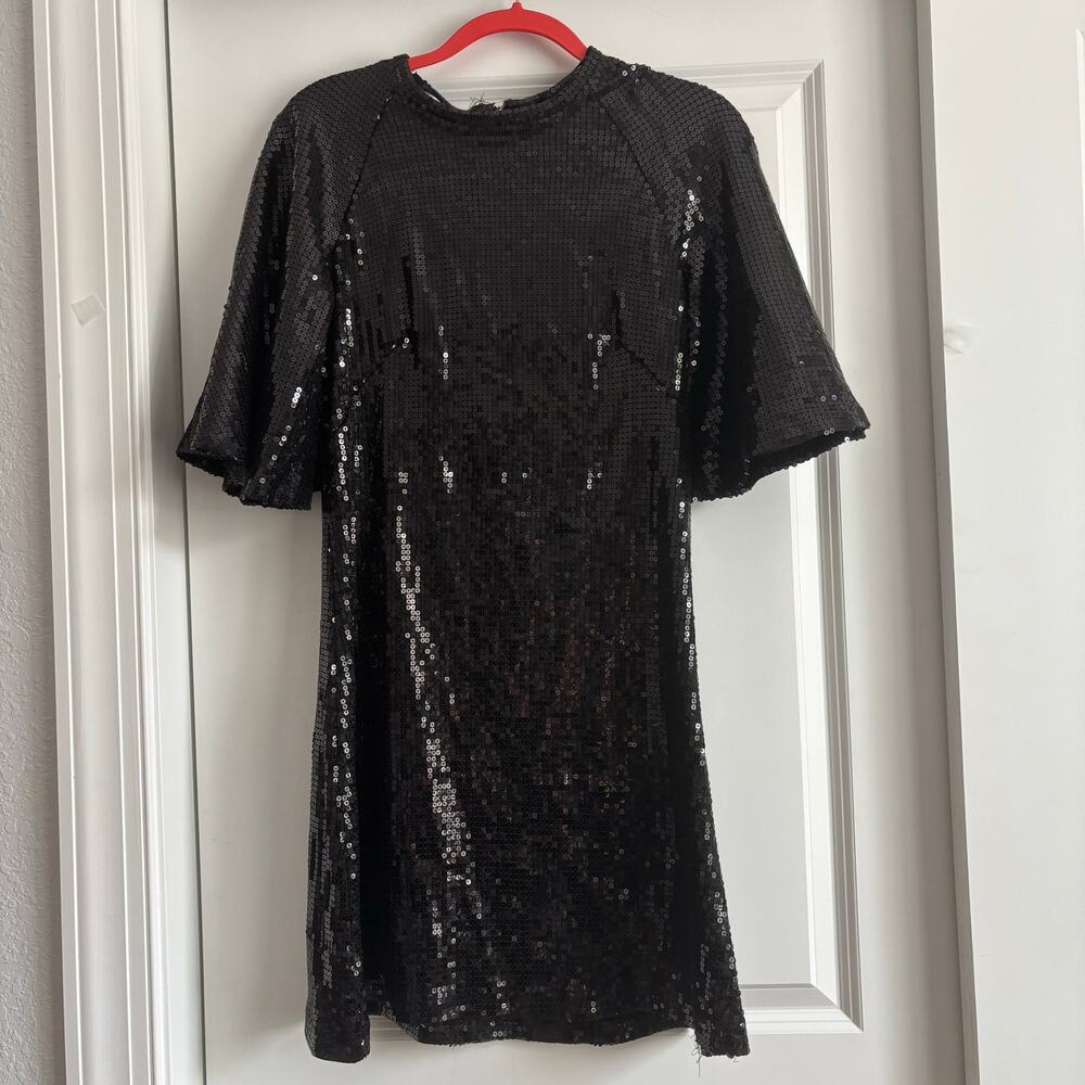 Beaute J’adore Women’s Black Sequined Shift Dress Event Holiday Party‎ Elegant M